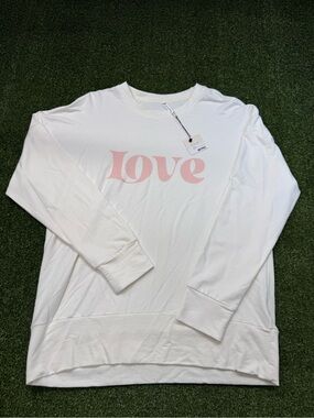 NWT Babysprouts Women's Crewneck Sweatshirt White "Love" Pink Pullover Bamboo XL